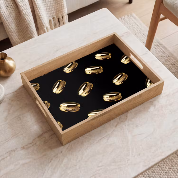 Dienblad - Macarons - Patroon - Goud - Zwart — 2