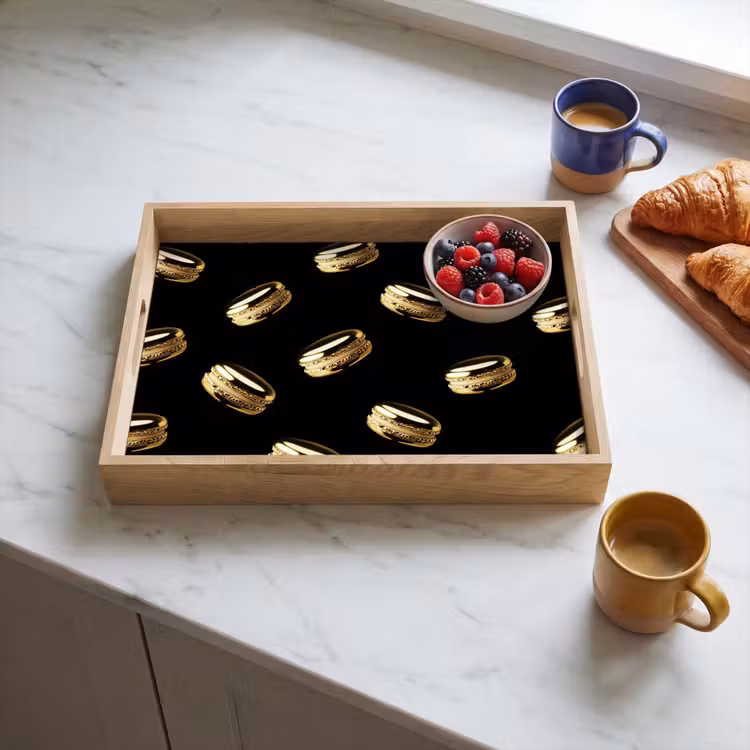 Dienblad - Macarons - Patroon - Goud - Zwart — 4