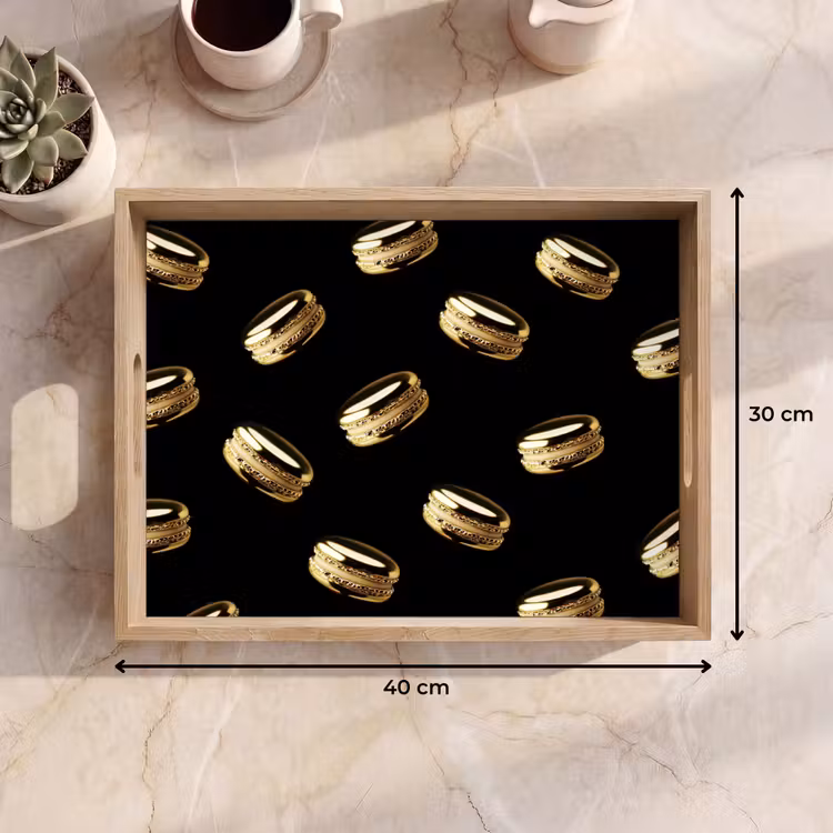 Dienblad - Macarons - Patroon - Goud - Zwart — 9