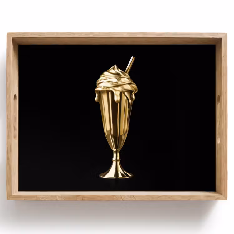 Dienblad - Milkshake - Goud - Drinken - Zwart — 1