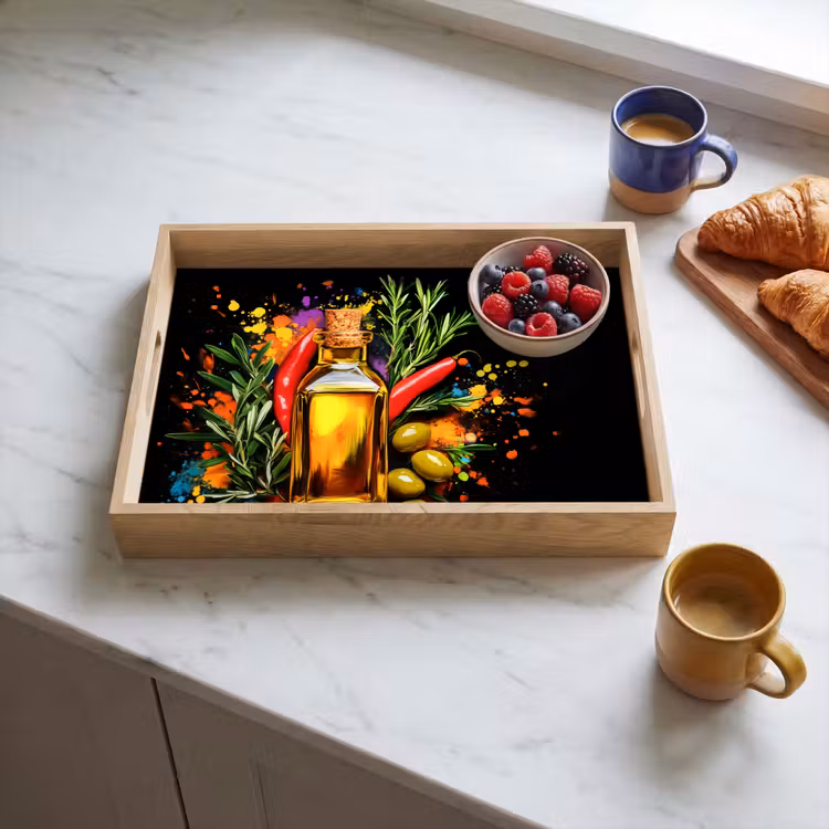 Dienblad - Olijfolie - Graffiti - Peper - Olijven - Modern — 4