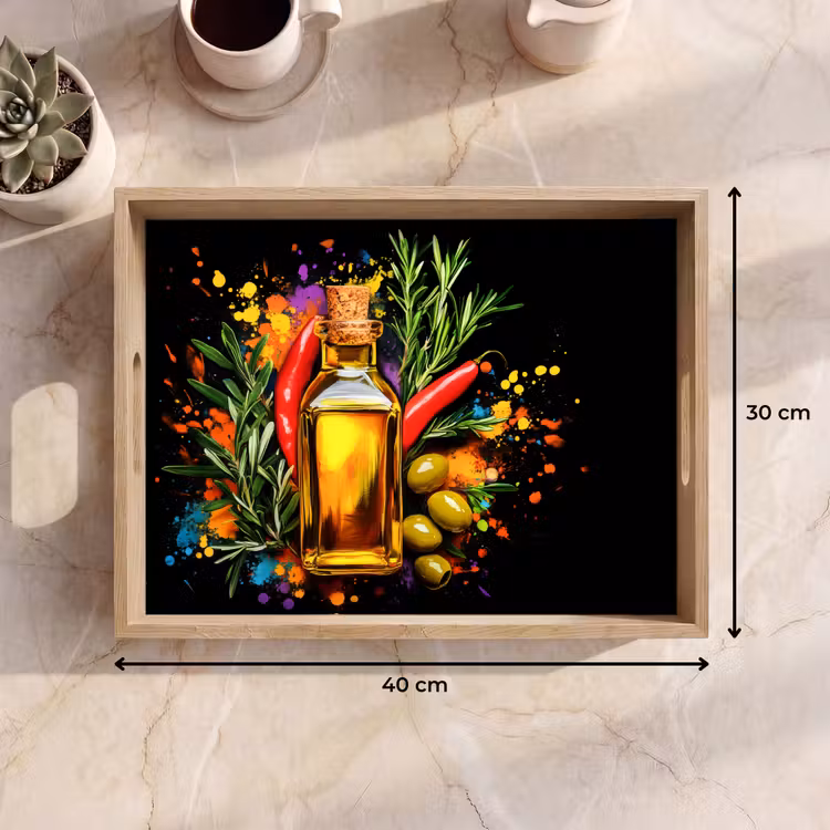 Dienblad - Olijfolie - Graffiti - Peper - Olijven - Modern — 9
