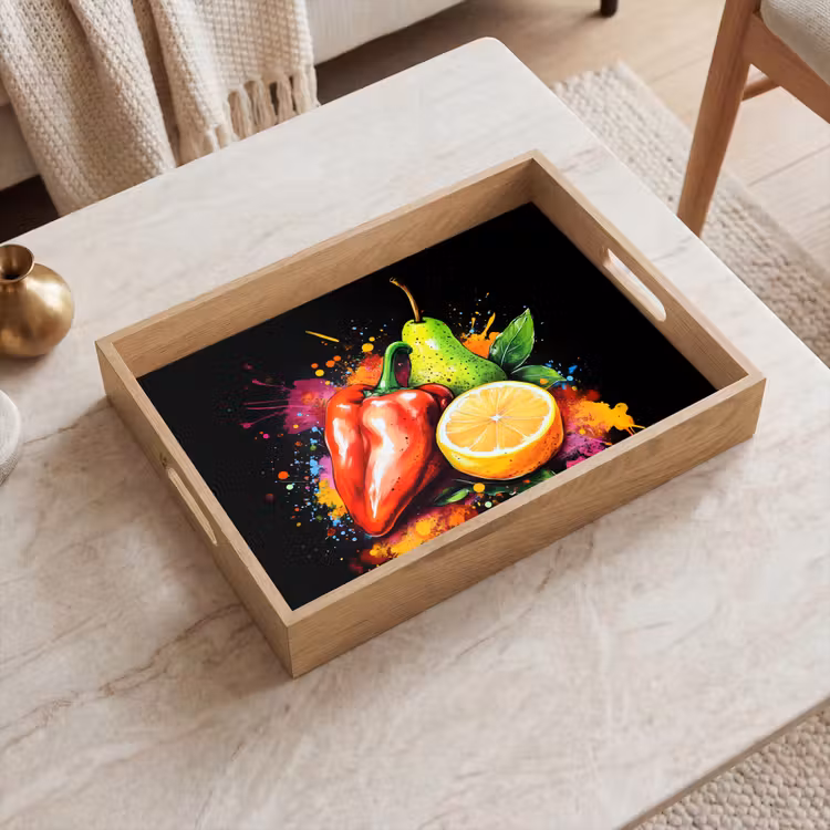 Dienblad - Paprika - Peer - Citroen - Graffiti - Verf - Abstract — 2