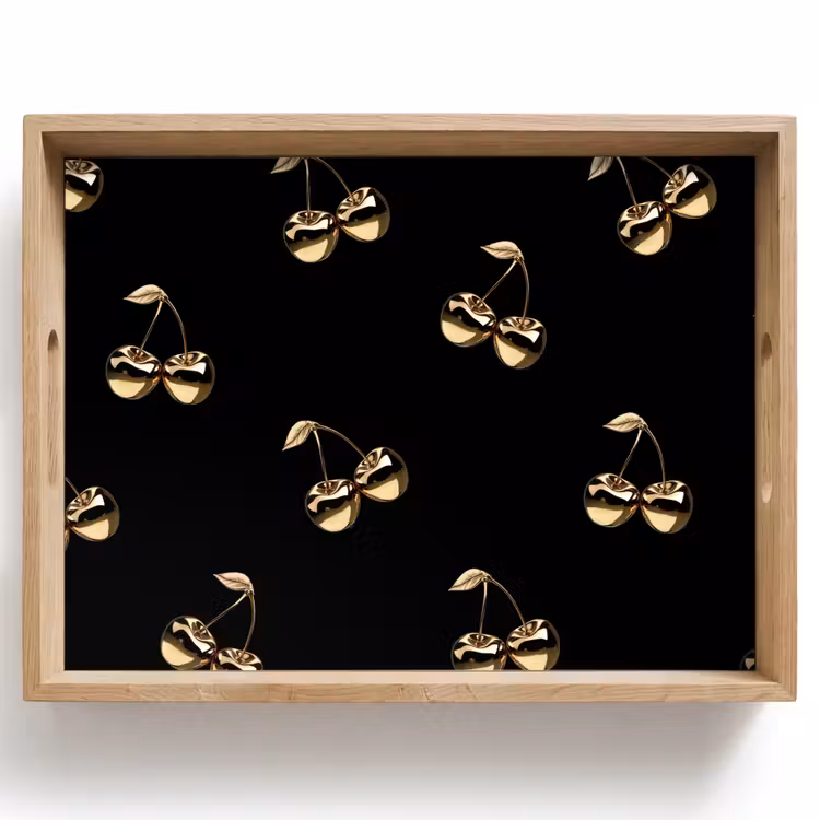 Dienblad - Patroon - Kersen - Goud - Chrome — 1