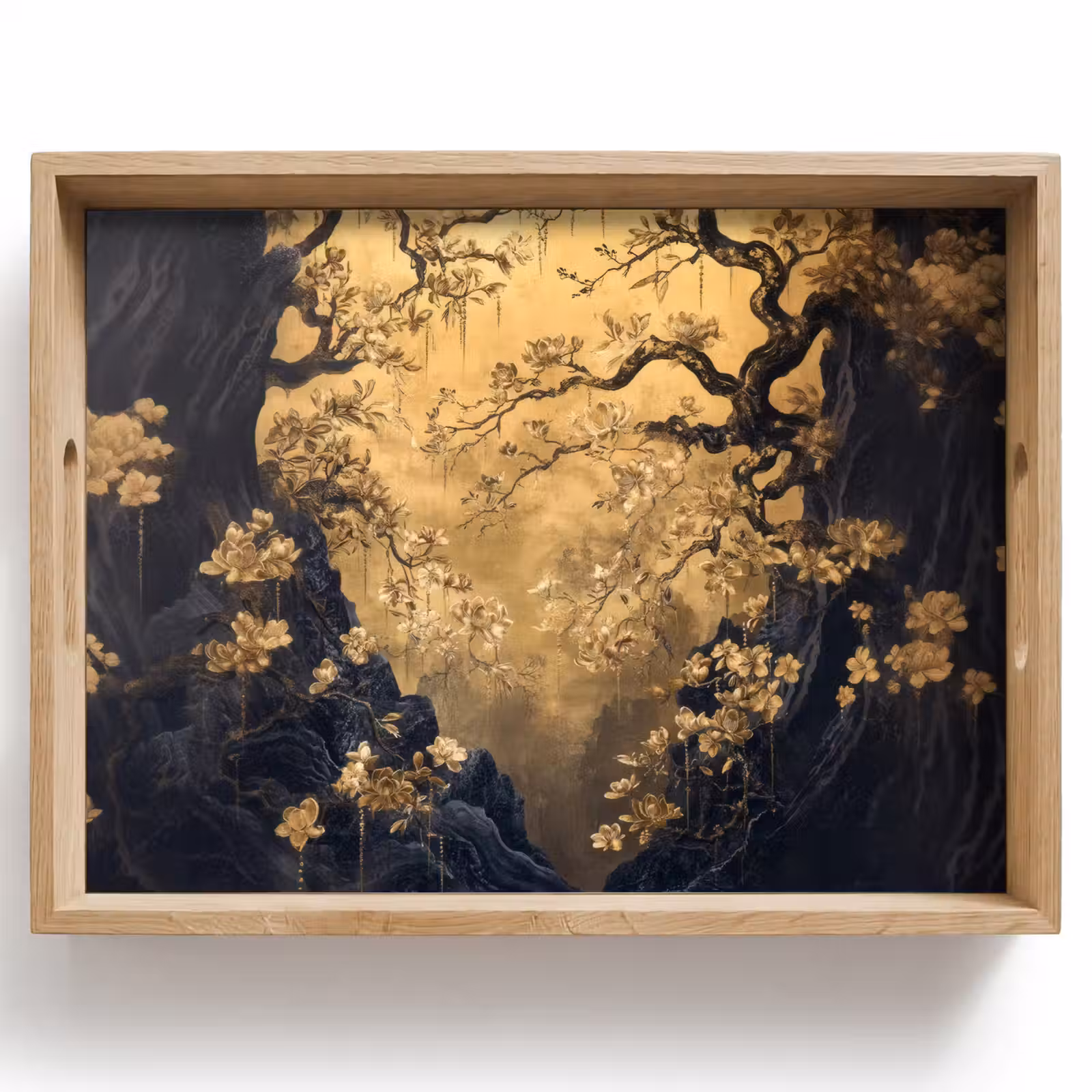 Dienblad - Bloemen - Takken - Goud - Sierlijk — 1