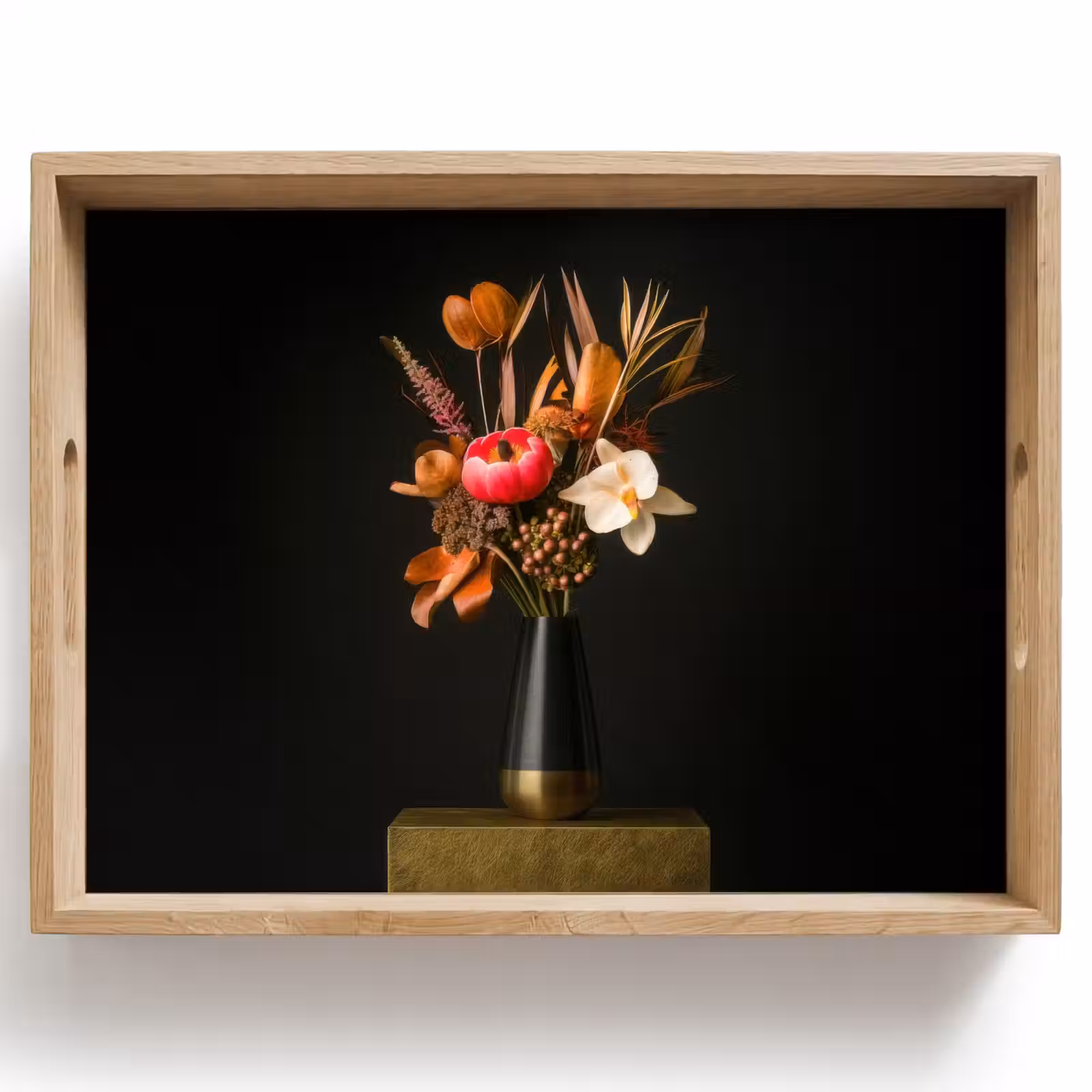 Dienblad - Boeket - Oranje - Gouden - vaas — 1