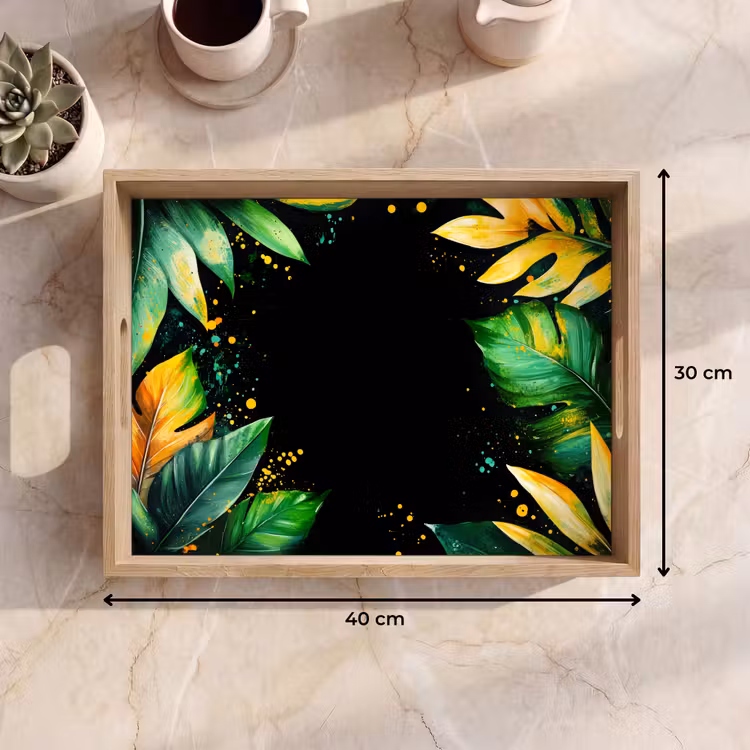 Dienblad - Bladeren - Groen - Geel - Verf - Jungle — 9