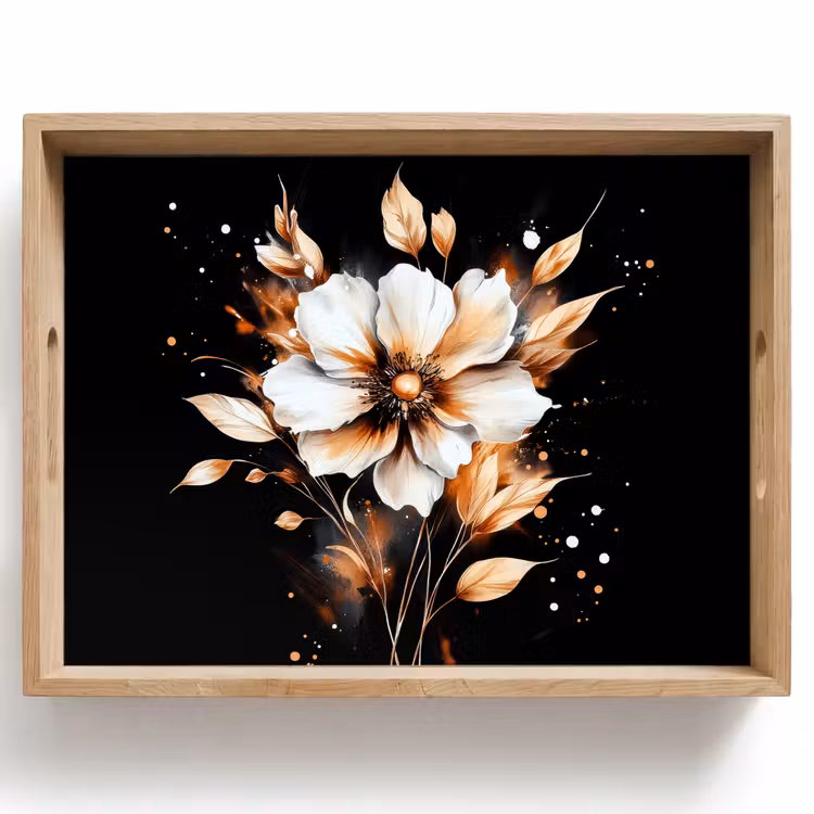Dienblad - Bloem - Verf - Goud - Graffiti - Modern — 1