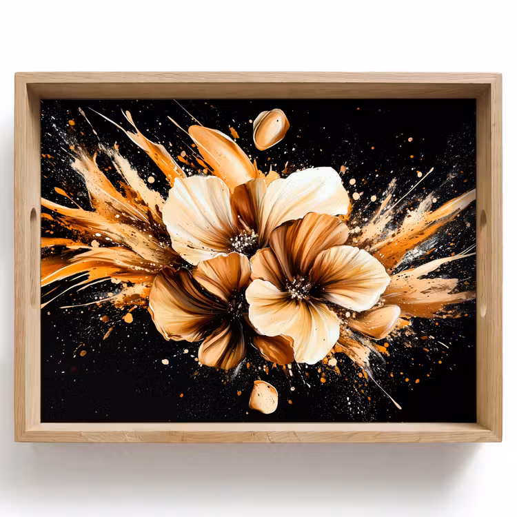 Dienblad - Bloemen - Goud - Graffiti - Zwart - Abstract — 1