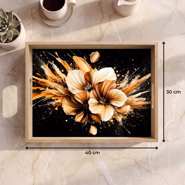 Dienblad - Bloemen - Goud - Graffiti - Zwart - Abstract — 9