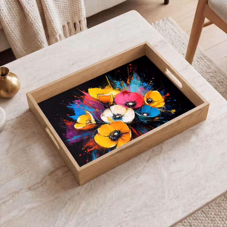 Dienblad - Bloemen - Kleurrijk - Graffiti - Modern - Boeket — 2