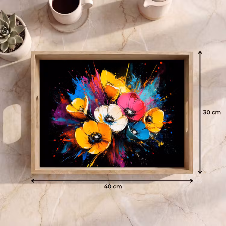 Dienblad - Bloemen - Kleurrijk - Graffiti - Modern - Boeket — 9