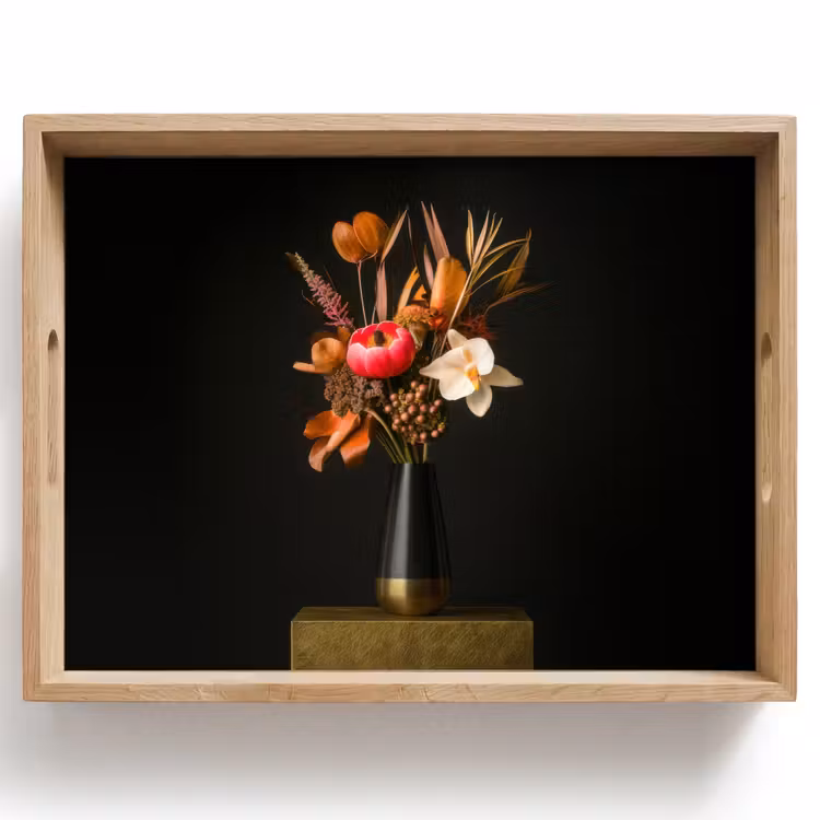 Dienblad - Boeket - Oranje - Gouden - vaas — 1
