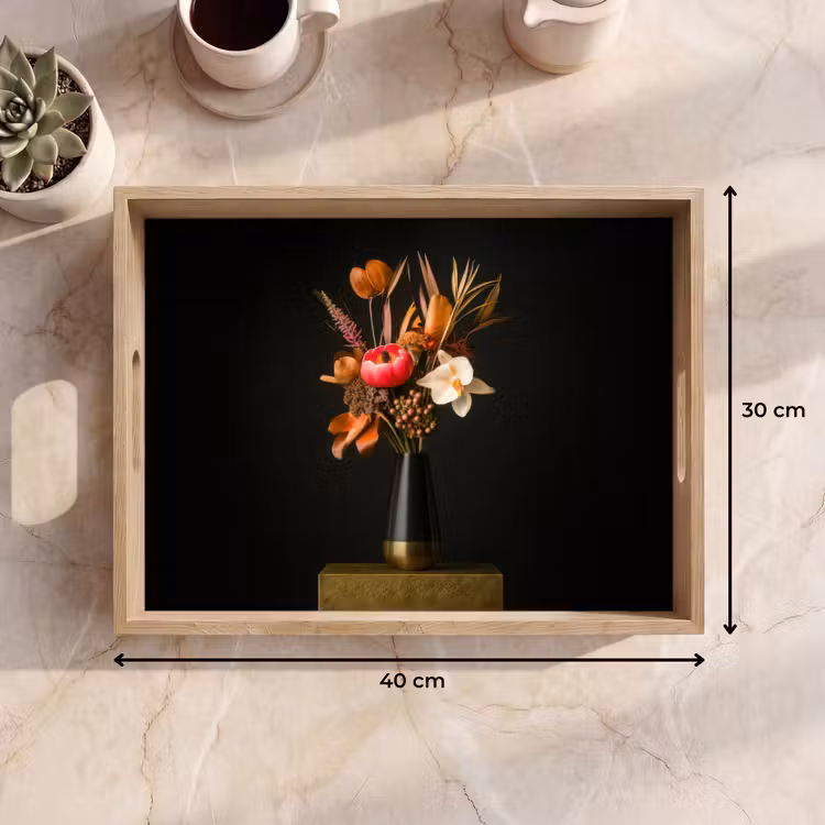 Dienblad - Boeket - Oranje - Gouden - vaas — 9