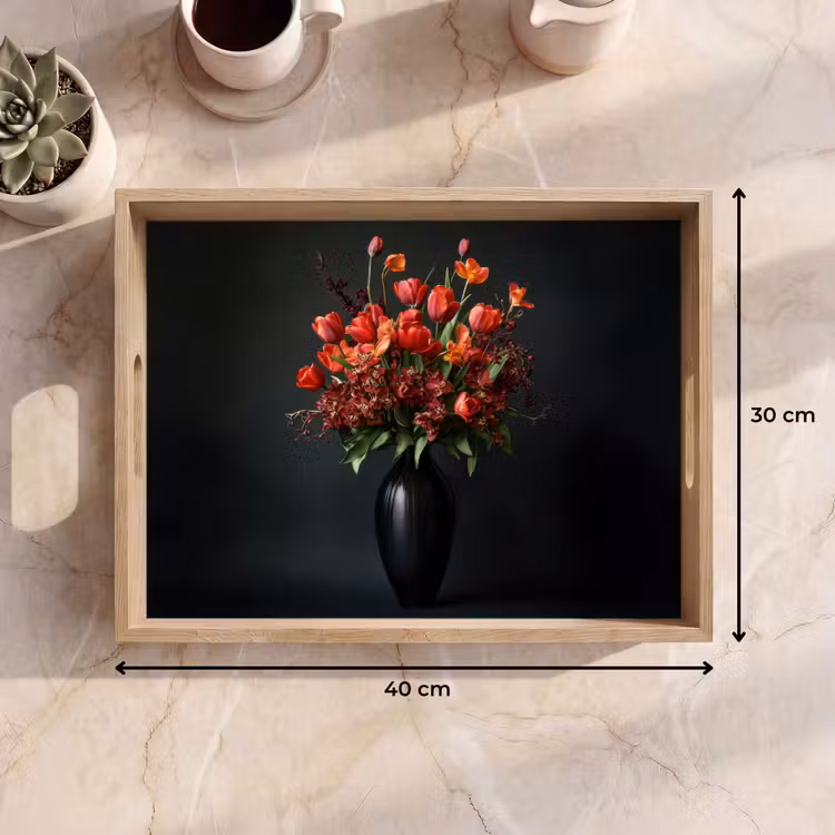 Dienblad - Boeket - Tulpen - Vaas - Rood — 9