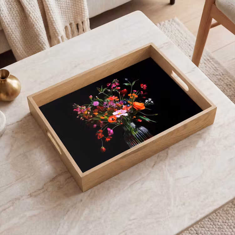Dienblad - Boeket - Veldbloemen - Vaas — 2