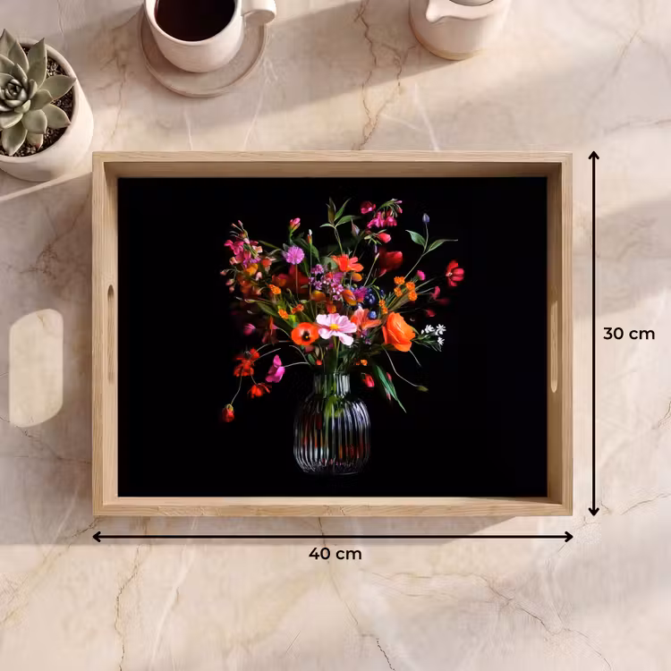Dienblad - Boeket - Veldbloemen - Vaas — 9