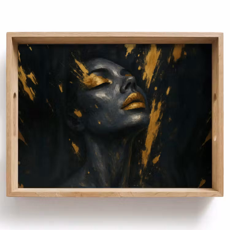 Dienblad - Gezicht - Vrouw - Verfspatten - Abstract — 1