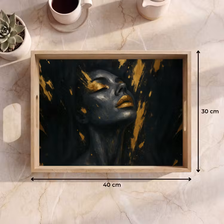 Dienblad - Gezicht - Vrouw - Verfspatten - Abstract — 9