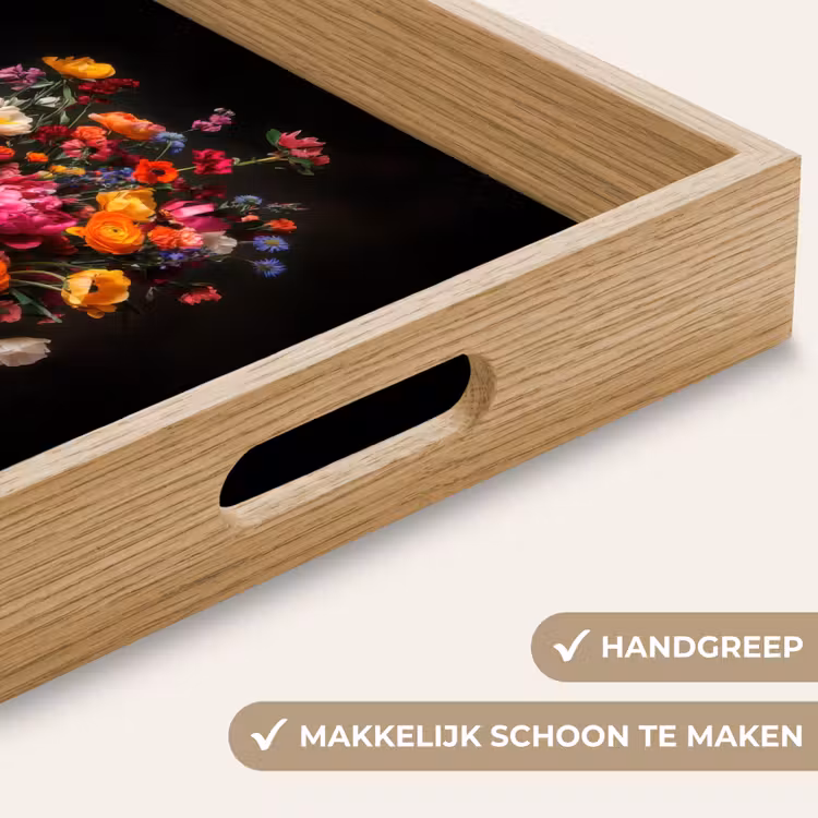 Dienblad - Kleurrijk - Boeket - Vaas - Donkerbruin — 5