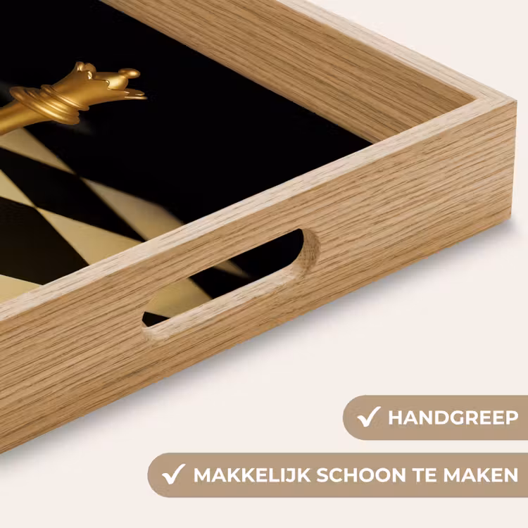 Dienblad - Koningin - Schaakstuk - Geblokt - Goud — 5