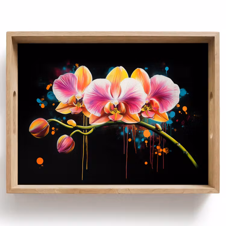 Dienblad - Orchidee - Graffiti - Kleurrijk - Bloemen - Abstract — 1