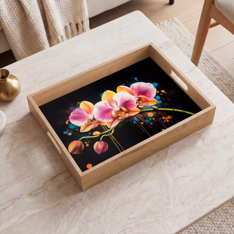 Dienblad - Orchidee - Graffiti - Kleurrijk - Bloemen - Abstract — 2