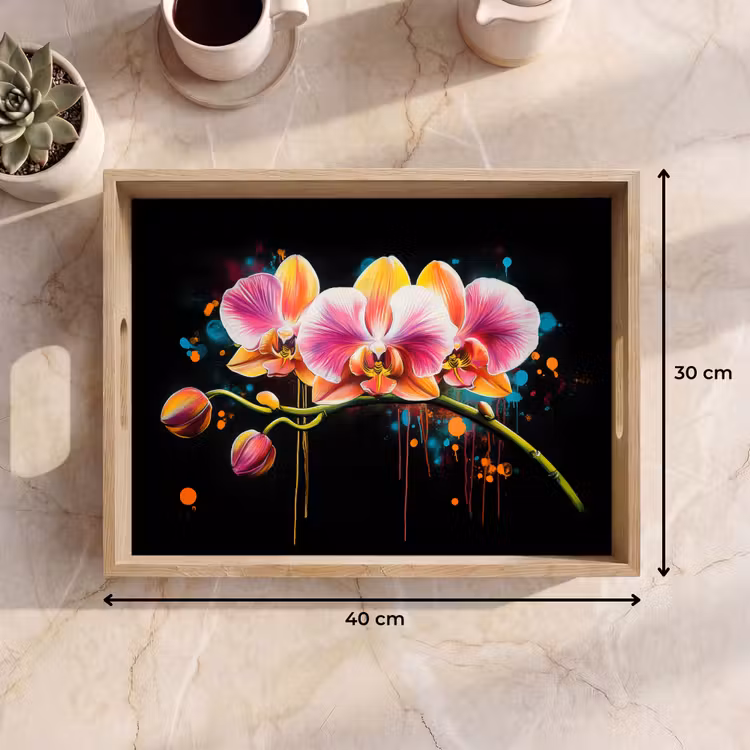 Dienblad - Orchidee - Graffiti - Kleurrijk - Bloemen - Abstract — 9