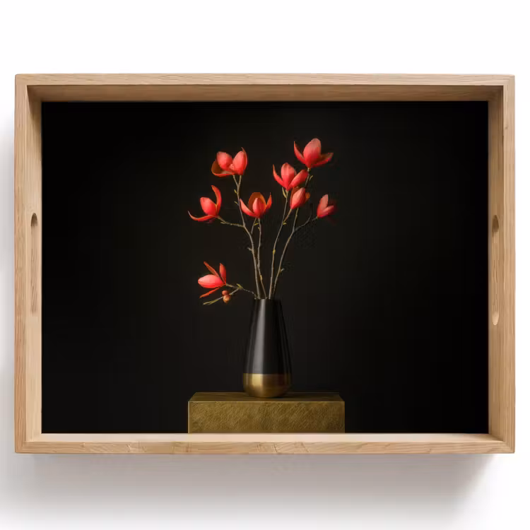 Dienblad - Rode - Bloemen - Vaas — 1