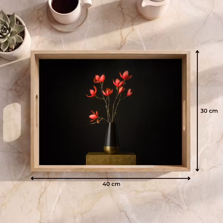 Dienblad - Rode - Bloemen - Vaas — 9