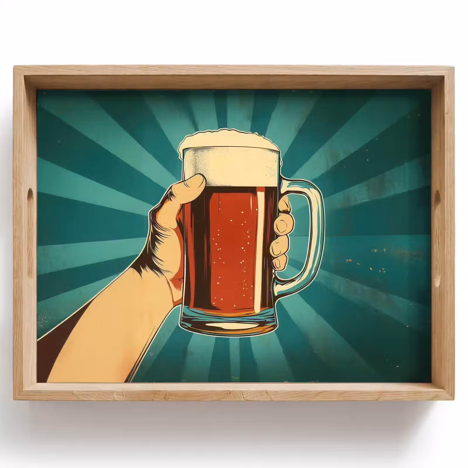 Dienblad - Bierglas - Schuim - Retro - Groen — 1