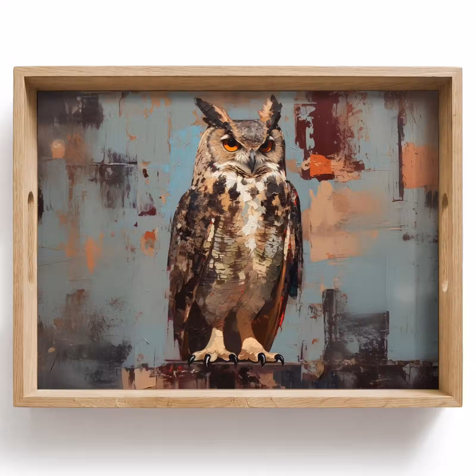 Dienblad - Geschilderd - Abstract - Uil - Bruin — 1