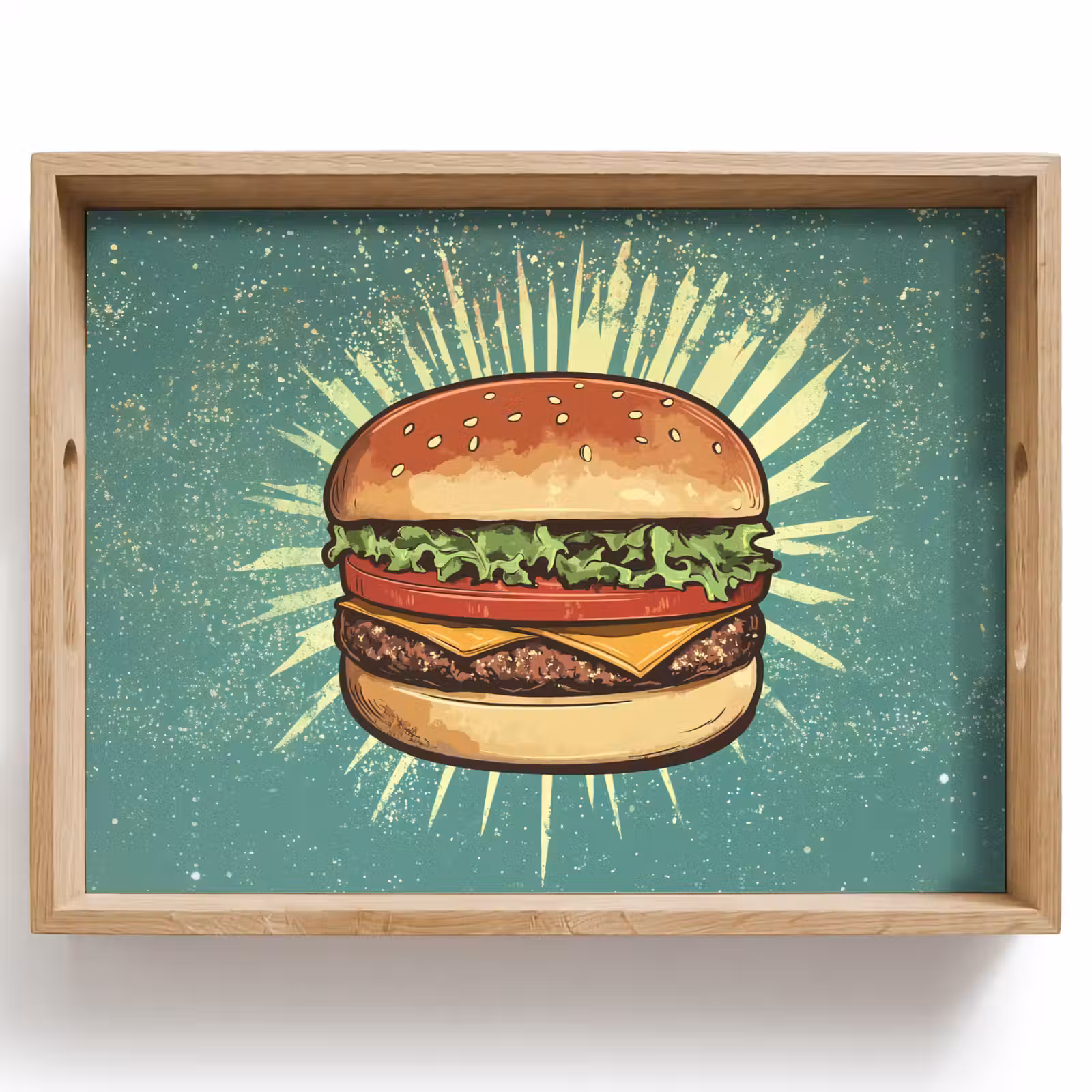 Dienblad - Hamburger - Illustratie - Sla - Kaas — 1