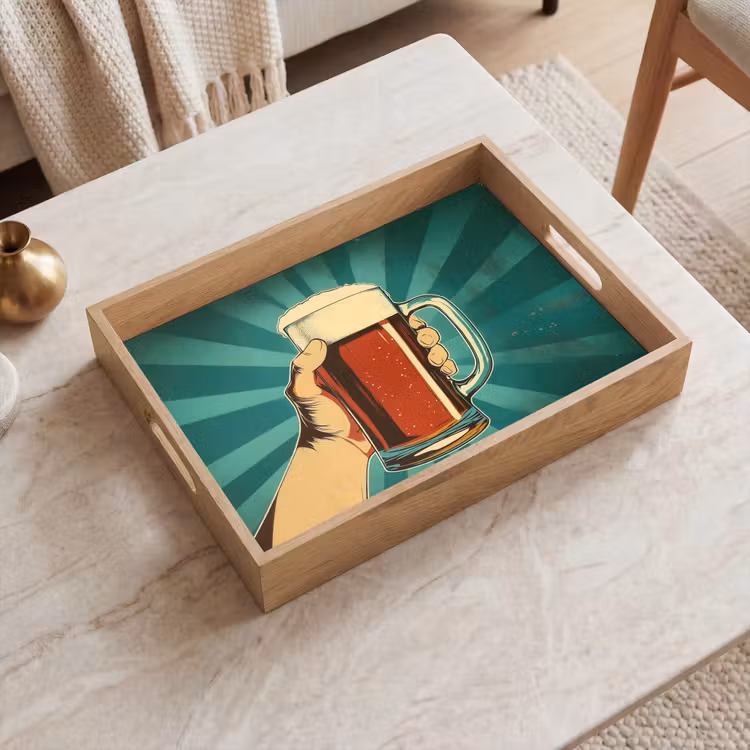 Dienblad - Bierglas - Schuim - Retro - Groen — 2