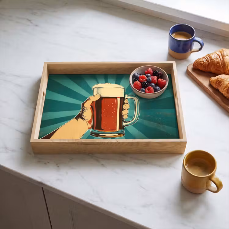 Dienblad - Bierglas - Schuim - Retro - Groen — 4