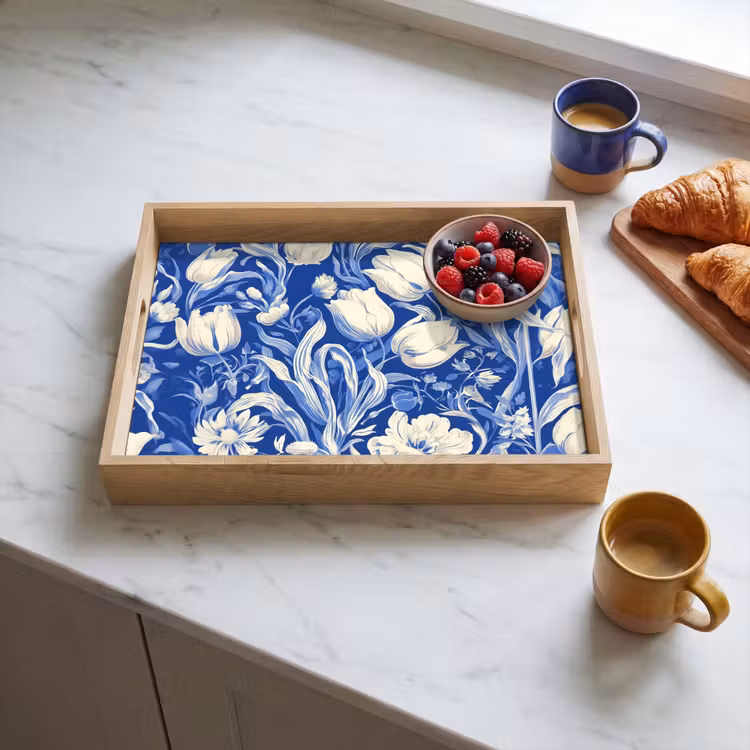 Dienblad - Bloemen - Delfts Blauw - Patroon - Tulp — 4