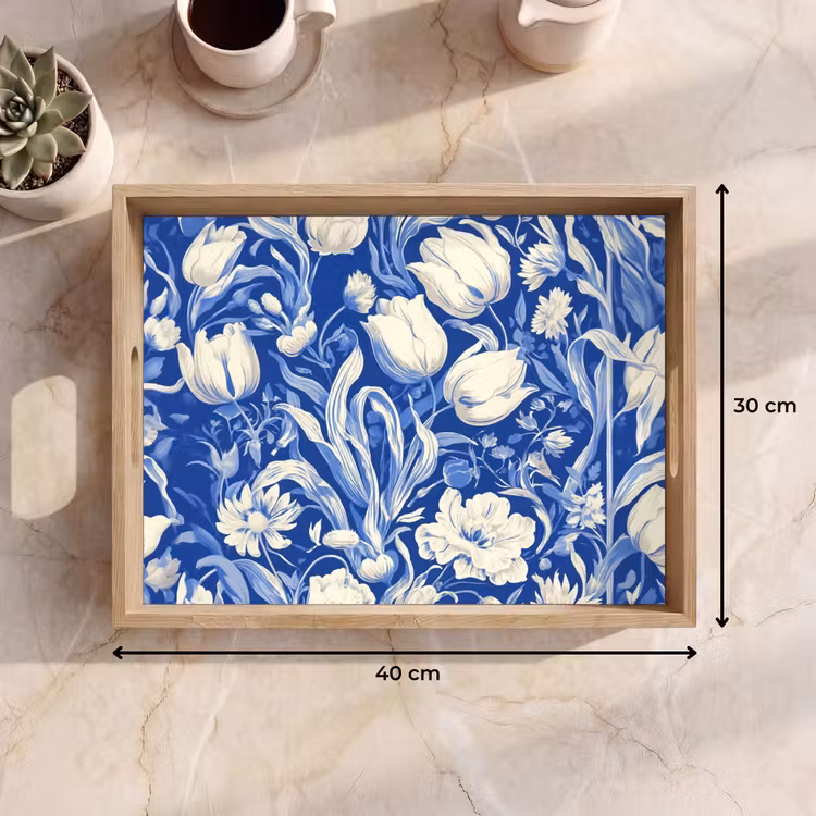 Dienblad - Bloemen - Delfts Blauw - Patroon - Tulp — 9