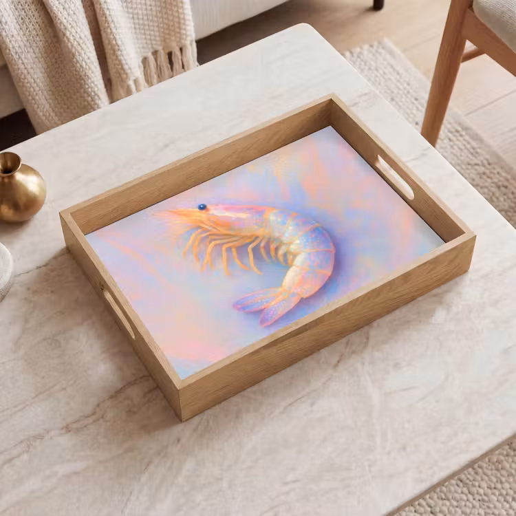 Dienblad - Garnaal - Subtiele structuur - Blauw - Roze — 2