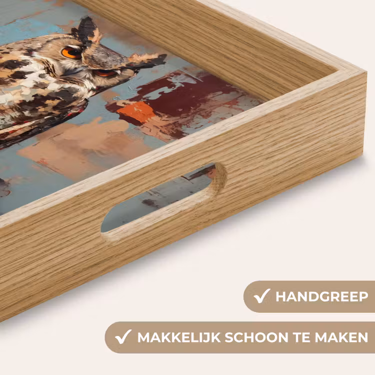 Dienblad - Geschilderd - Abstract - Uil - Bruin — 5