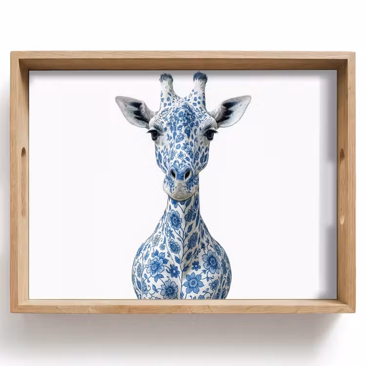 Dienblad - Giraffe - Delfts blauw - Dieren - Minimalistisch — 1