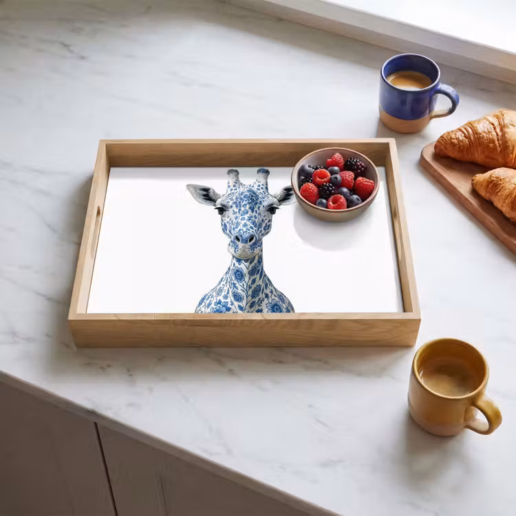 Dienblad - Giraffe - Delfts blauw - Dieren - Minimalistisch — 4