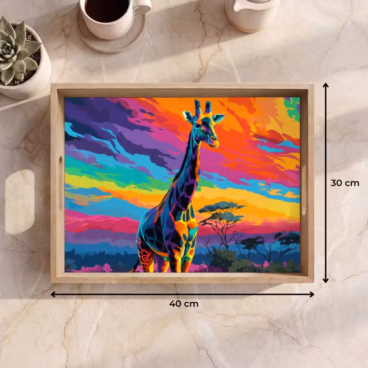 Dienblad - Giraffe - Savanna - Lucht - Gekleurd — 9