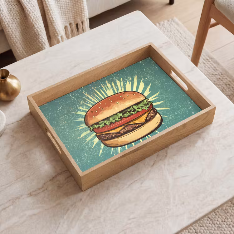 Dienblad - Hamburger - Illustratie - Sla - Kaas — 2
