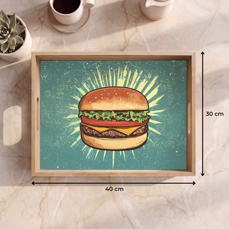 Dienblad - Hamburger - Illustratie - Sla - Kaas — 9