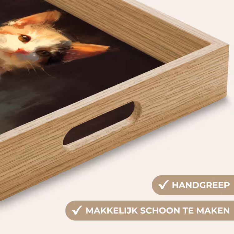 Dienblad - Kat - Geschilderd - Artistiek - Wit — 5