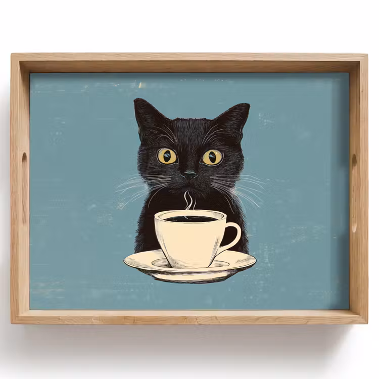 Dienblad - Kat - Zwart - Koffie - Minimalistisch — 1