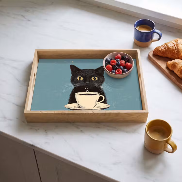 Dienblad - Kat - Zwart - Koffie - Minimalistisch — 4