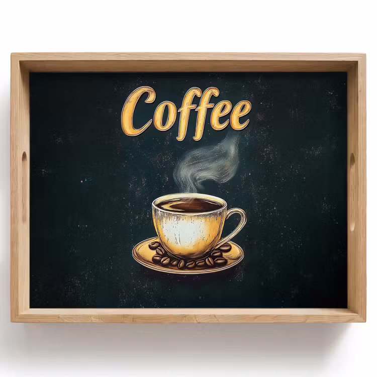 Dienblad - Koffie - Schotel - Koffiebonen - Retro — 1