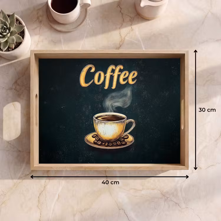 Dienblad - Koffie - Schotel - Koffiebonen - Retro — 9