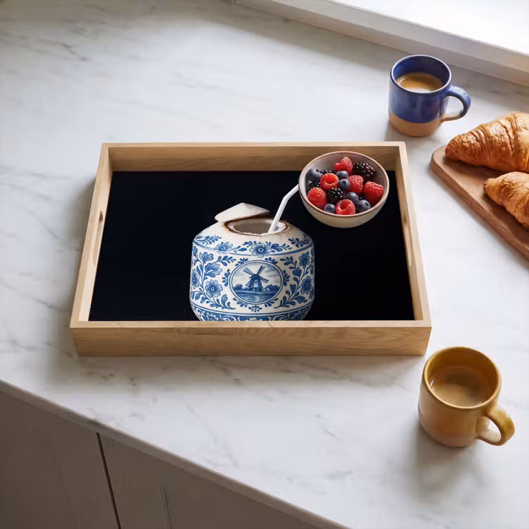 Dienblad - Kokosnoot - Eten - Delfts blauw - Drinken — 4